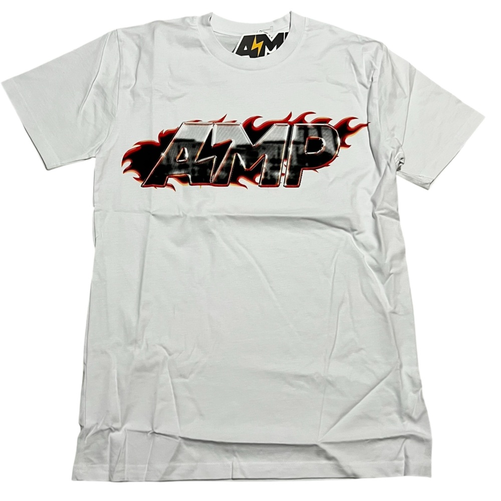 AMP any means possible men’s White Graphic T-Shirt‎ size small short sleeve